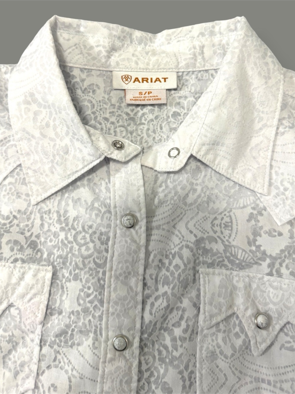 Ariat White Paisley Snap Western Shirt - Picture 3 of 5